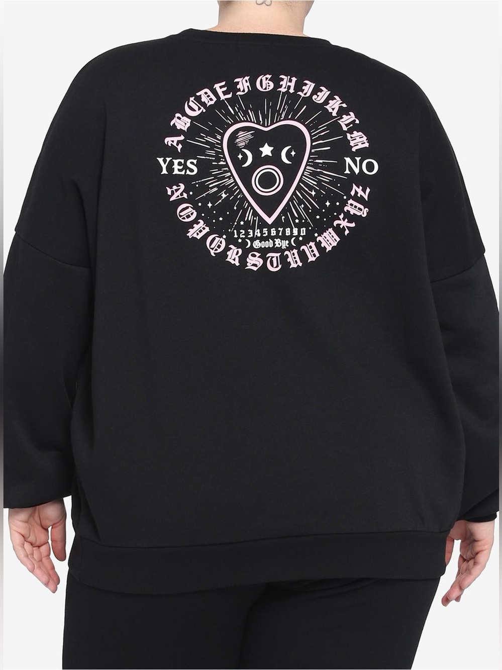 Hot Topic Pink Planchette Black Sweatshirt Ouija Heart Small Goth Celestial Emo